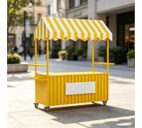 PGZMDTWI Stand de marché en fer avec auvent, chariot mobile avec rangement | Roues et espace de rangement pour marchés nocturnes, foires et vente extérieure(C,160cm\62.99in)