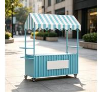 PGZMDTWI Stand de marché en fer avec auvent, chariot mobile avec rangement | Roues et espace de rangement pour marchés nocturnes, foires et vente extérieure(A,180cm\70.87in)