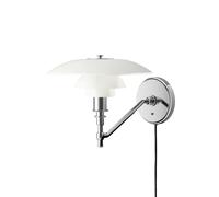 LOUIS POULSEN lampe murale applique PH 3/2 (Chrome brillant - Verre opalin souflé et métal)