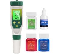 PH Mètre 5 en 1 Homcoice: PH, EC, TDS, Salinité & Température, Affichage Simultané, Testeur Étanche IP67 pour Eau, Piscines,