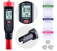 pH-mètre, plage de mesure 0,0-14,0 pH, plage de température 0-60 °C, précision ± 0,1 pH, dimensions 41x42x189 mm, alimentation électrique 3x1,5 V