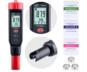 pH-mètre, plage de mesure 0,0-14,0 pH, plage de température 0-60 °C, précision ± 0,1 pH, dimensions 41x42x189 mm, alimentation électrique 3x1,5 V