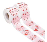 PH PandaHall 1000pcs Autocollants de Remerciement Fraise Autocollants de Fruits en Papier 6 styles Rose Étiquette Autocollante à la Fraise pour Carte de Fête Sac à Bonbons et Biscuits Cadeau 38mm