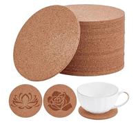 PH PandaHall 100Pcs 9cm sous-Verres en Liège Naturel Ronde Plats sous-Verres de Boisson en Gros Blanks Vierges pour Gravure Décoration de Table Maison Fête de Thanksgiving