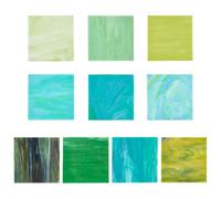 PH PandaHall 10pcs Feuilles de Vitrail, 10x10cm Grandes Tuiles de Verre de Mosaïque de Cathédrale Carrées Carreaux de Mosaïque de Variété Bleu Vert pour les Projets de Loisirs en Verre