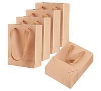 PH PandaHall 10Pcs Sacs en Papier Kraft Pochette Sachets 16x12x5.7cm | Kraft Cadeau Petit Format, Sac Cadeau Rectangle avec Poignée en Nylon pour Fête Mariage Anniversaire Noël Halloween, Marron