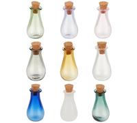 PH PandaHall 10PCS Tiny Spell Jars, 10 Couleurs Mini Bouteilles de Potion en Verre Flacons vides souhaitant Une Bouteille avec Bouchon en liège Mini Bouteilles en Verre pour décorations Pendantes