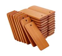 PH PandaHall 120 Pièces Étiquettes en Bois pour Porte-Clés, Porte-Clés Vierges Rectangulaires pour Gravure, Bois Naturel, Idéal pour Bouteille de Vin, Sculpture et Cadeau, 44.5x19.5mm