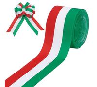 PH PandaHall 18.3m Ruban Gros Grain Rayé Rouge Blanc et Vert, 64mm Ruban Double Face en Polyester Motif Drapeau Italien pour Décoration de Fête Créatifs, Arbre de Noël, Couronne de Noël