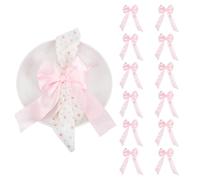 PH PandaHall 24pcs Ruban à Nœud Rose Nœuds Rond de Serviette Nœud Papillon Bougeoir Décor Emballage Cadeau Bowknot Porte Serviettes pour Fête Centre de Table Mariage Anniversaire Noël Halloween