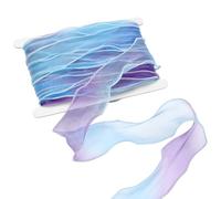 PH PandaHall 25m Ruban Iridescent Organza Bleu Violet 55mm Transparent Tissu Mousseline Ruban Organza Garniture Dentelle Artisanat Rubans Décoratifs pour Couture Emballage Cadeau Bouquets Fête