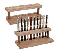 PH PandaHall 2pcs Porte-stylos en Bois, Présentoir à Stylos avec 10 emplacement Organiseur Porte Crayons en Bois pour Bureau Range-stylo pour Organiser École, Bureau, Maison Étude, 20x8x8cm