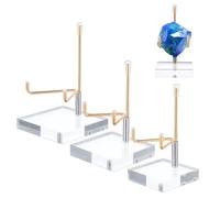 PH PandaHall 3 taille Support de Présentation à Bras Réglable Chevalet en Acrylique Support de Présentation en Cristal Supports en Roche Acrylique pour Pierres Précieuses et Minéraux Doré