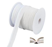 PH PandaHall 30m Bandeaux de Reliure de Livres 15mm Tissu de Ruban Plat de Livres Bandeaux de Livre en Polycoton Bandes d'Extrémité de Reliure avec Bobines pour Débutants Décoration Réparation, Blanc