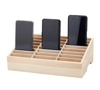PH PandaHall 31x19cm Boite a Telephone Portables Organisateur de Boîte de Rangement de Gestion pour Téléphones en Bois pour Téléphone Bureau Étagère De Rangement Plateau de Cartes, 24 grille