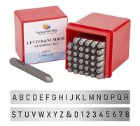 PH PandaHall 36PCS 1.5mm Lettre à Frapper, Jeu de Timbres en Métal, Lettre Alphabet A-Z et Numero 0-8 et &, Outil de Presse pour Perforation de Poinçons pour Timbres, Noir, 60x6mm
