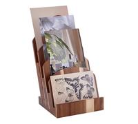 PH PandaHall 4 Niveaux Bois Brochure Porte Magazine Présentoir Support Prospectus Organisateur Râtelier Carte Postale Présentoir Porte Littérature Support pour Brochures Menu Pamphlet 15x15x23 cm