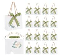PH PandaHall 40 Pack Sacs Cadeaux de Remerciement 14x6x12cm Sacs de Bienvenue Mariage Pochettes D'Emballage Cadeau avec Poignées et Ruban Vert Feuille Sac Cadeau de Bienvenue pour Mariage