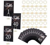 PH PandaHall 41 Ensembles Cartes Numéro Table avec Support, Numéros Table Mariage 1-40 En Gros Panneaux Tables Supports Numéro Or pour Décoration Mariage Douche Mariée Anniversaire, Carte 15x10cm