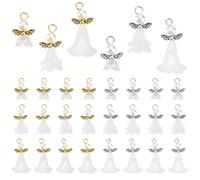 PH PandaHall 48pcs 6 Styles Breloques Ailes D'Ange Pendentifs Ange Fée Ailes de Perles D'Ange Blanches pour Boucles D'Oreilles Colliers et Bracelets Or/Platine
