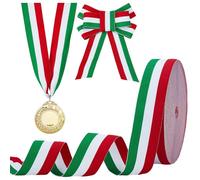 PH PandaHall 4cm 45.7m Ruban à Rayures Rouge Blanc Vert Ruban Gros Grain Rubans Tricolore Italien Lacet à Rayures Double Face pour Noël Emballage Cadeau Artisanat Décoration de Fête