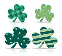 PH PandaHall 4pcs Décoration Trèfle Saint Patrick en Bois Signes Trèfle Chanceux Centrepieds Table Double Face Vert Trèfle Présentation pour Maison Bureau Fête Festival Décoration 2 Tailles 10-14cm