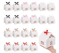 PH PandaHall 5 Couleurs 20 Ensembles Boîtes Cadeaux en Forme de Maison Boîtes de Blanc avec Petites Fenêtres Coffret à Friandises en Carton avec Ruban pour Mariage Cadeaux d'emballage 12.5x12.5x13.5cm