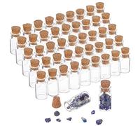 PH PandaHall 50pcs Mini Bouteilles en Verre, 1.5ml Petits Bocaux avec Bouchons en Liège Souhait Faveur Bouteilles Conteneur de Stockage pour Sort Pot Mariage Décoration Maison Fête Faveurs, 18x10mm