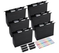 PH PandaHall 6 Paquets Dossiers Suspendus 30cm Séparateurs d'Albums LP Plastique Noir Dossier Suspendu Extensible pour Papiers Format Lettre Standard