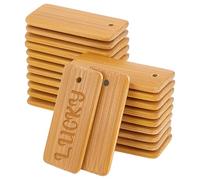 PH PandaHall 60pcs Pendentifs en Bois Vierges, Étiquettes-cadeaux en Bambou Rectangle Non Teint Étiquettes de Nom Accrocher des étiquettes pour Porte-clés Bouteille de Vin Artisanat Décoration