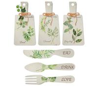PH PandaHall 6pcs Décoration Murale de Cuisine Panneau « Manger » Panneau en Bois « Eat Drink Love » Planche à Découper Fourchette et Cuillère pour Maison, Salle à Manger, Salon, Bar