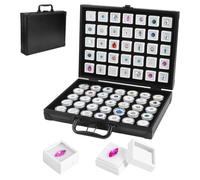 PH PandaHall Boîte d'Exposition de Pierres Précieuses avec 35pcs de Boîtier Rond et 35pcs de Boîtier Carré Conteneurs Diamant Blanc Fenêtre Claire Boîte Éponge à l'Intérieur du Conteneur