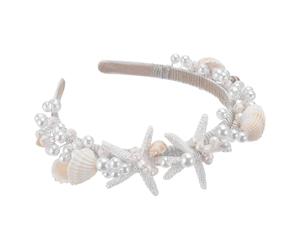 PH PandaHall Couronne de Sirène Bandeau Étoile de Mer Perle Coiffe | Serre-tête Coquillage, Accessoires Cheveux Sous la Mer, Serre-tête de Mariage Nuptial Coquillage, Tiare Coiffe pour Halloween