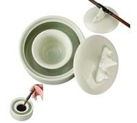 PH PandaHall Encrier en Porcelaine Encrier de Calligraphie Chinoise en Forme de Montagne Plaque D'Encre en Céramique avec Bol Porte Pinceau pour Pratique la Calligraphie Chinoise Japonaise Vert Clair