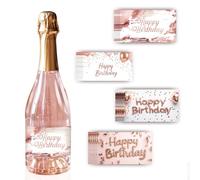 PH PandaHall Étiquettes De Bouteilles De Vin Étiquettes De Vin Pour Bouteilles Happy Birthday 40pcs 4 Styles 9 x 5cm étiquette Adhésive pour Vin Rose et Doré pour Cocktail D'Anniversaire