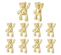 PH PandaHall Lot de 10 pendentifs en forme d'ours en laiton plaqué or 18 carats avec boucle pour fabrication de bijoux, Laiton, laiton