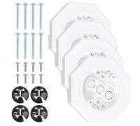 PH PandaHall Lot de 4 Blocs de Fixation pour Revêtement pour 12.5mm | Bloc de Fixation Blanc pour Revêtement Extérieur avec Plaque Octogonale en Plastique pour Applique Murale Extérieure