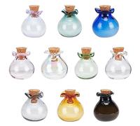 PH PandaHall Minuscules Pots 10 Couleurs Mini Bouteilles en Verre Minuscules Pots de Sort Bouteilles de Potion 1 ML Flacons avec Bouchon de Bouchons Bouteille à dérive pour décoration de fête