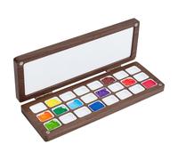 PH PandaHall Palette de Peinture Aquarelle Vide 24 grilles Plateau à Peinture Lavable en Noyer avec Couvercle Boîte de Voyage en Bois pour Peinture Aquarelle Étudiants Adultes Studio Maison Extérieur
