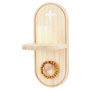 PH PandaHall Porte Chapelet en Bois avec Applique pour Bougie 31x13cm | Étagère Murale pour Autel Rangement pour Chapelet, Coin Prière en Bois Cadeau pour les Cérémonies Familiales Décoration