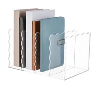 PH PandaHall Porte Livre Acrylique Clair Bord Ondulé Organisateur Magazine | 4 Compartiments, Organisateur de Livres de Bureau, Support de Dossiers 28.5x16.5x18.5 cm