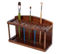 PH PandaHall Porte Pinceaux en Bois à 2 niveau Présentoir à Stylos à 44 emplacements Porte Crayons Support pour Pinceaux Aquarelle Organisateur de Pinceau de Maquillage pour Bureau Magasin Domicile