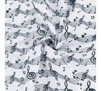 PH PandaHall Tissu à Notes de Musique, 1x1.45m Tissu Polyester Thème Musical Tissu à Motif Mélodie pour Décoration de Chaises Tables Rideaux Vêtements Coussins Fêtes