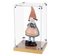PH PandaHall Vitrine Acrylique Transparente Vitrine Figurine, Boite Vitrine avec Base en Bois Cas d'affichage Vitrine pour Collections Figures Modèles Voitures, Intérieures 15x15x25.4cm