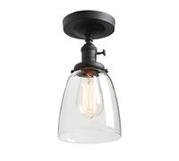Phansthy cloches en verre clair lampe suspension de style campagnard moderne lampe suspendue lampes suspendues vintage lampe suspendue lampes suspendues lampe suspension loft (couleur noire)