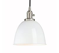 Phansthy Plafonnier Demi-Cercle Avec Abat-Jour en Métal - Lampe à Suspension Vintage Style Loft (Blanche)