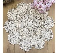 Phantomon Napperons ronds en crochet faits à la main - 100 % coton - Beige - 61 cm