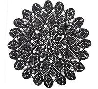 Phantomon Napperons Ronds en Dentelle de 50,8 cm Faits à la Main en Crochet pour Tables et canapés, 100% Coton (Noir)