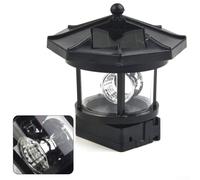 Phare de jardin solaire rotatif à 360 degrés, étanche et décoratif avec allumage automatique, double panneau à charge rapide, lampe de paysage en ABS pour cour, allée (noir)