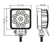 Phare de travail carré LED 10/30V 27W 1800 lumens faisceau large - SODIFLASH - 17063